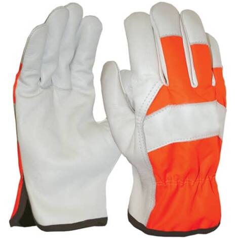 Hi Vis Backed Leather Rigger Gloves