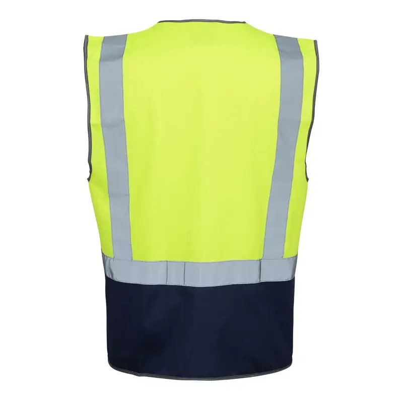 Dual Tone Colour High Vis Safety Vest with Zipper & Pockets - Image 2